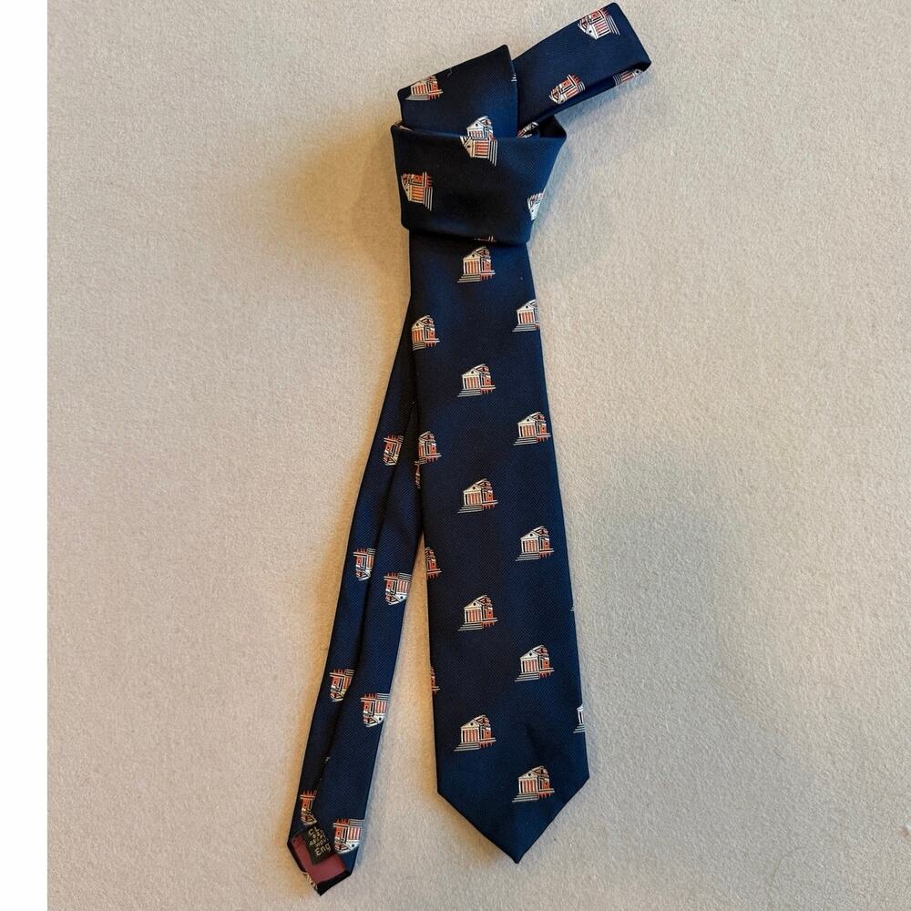 Eljo’s University of Virginia UVA Rotunda Silk Blend Navy Tie England